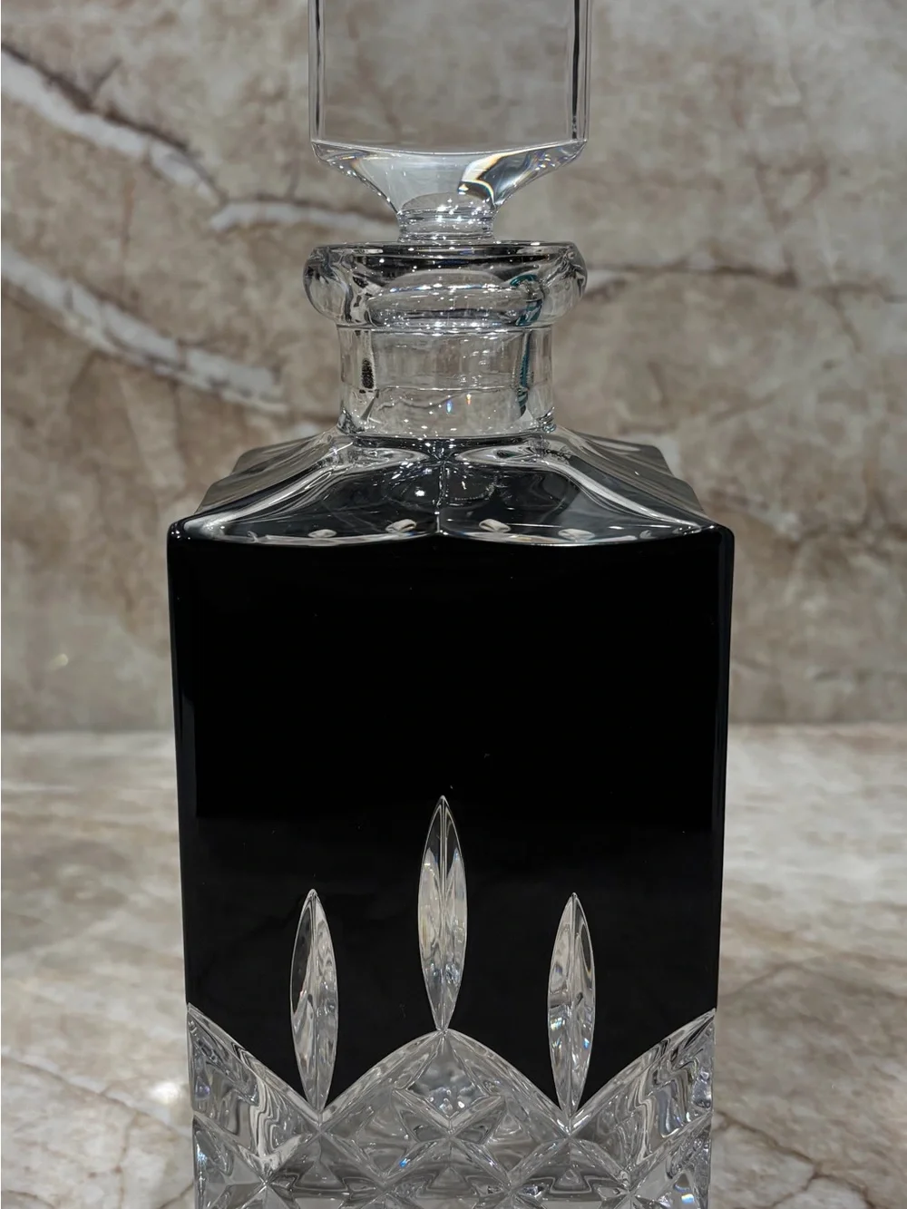 Waterford Lismore Crystal Bar Set in Clear Crystal and Black Accents